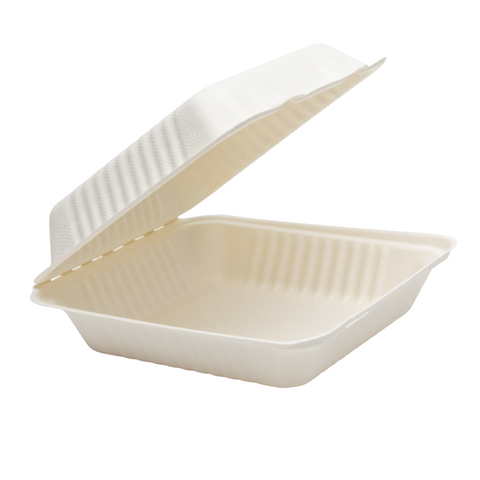 Bagasse Clamshell 8 x 8 x 2.5